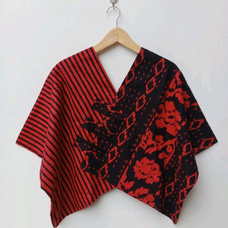 CROP TOP ETNIK BATIK MODEL OVERSIZE ATASAN BLUS KANTOR WANITA Katun 4