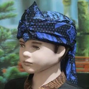 iket kepala blangkon TRADISIONAL sunda jawa atas tutup uk dewasa dan anak (IKET BIRU) Karet