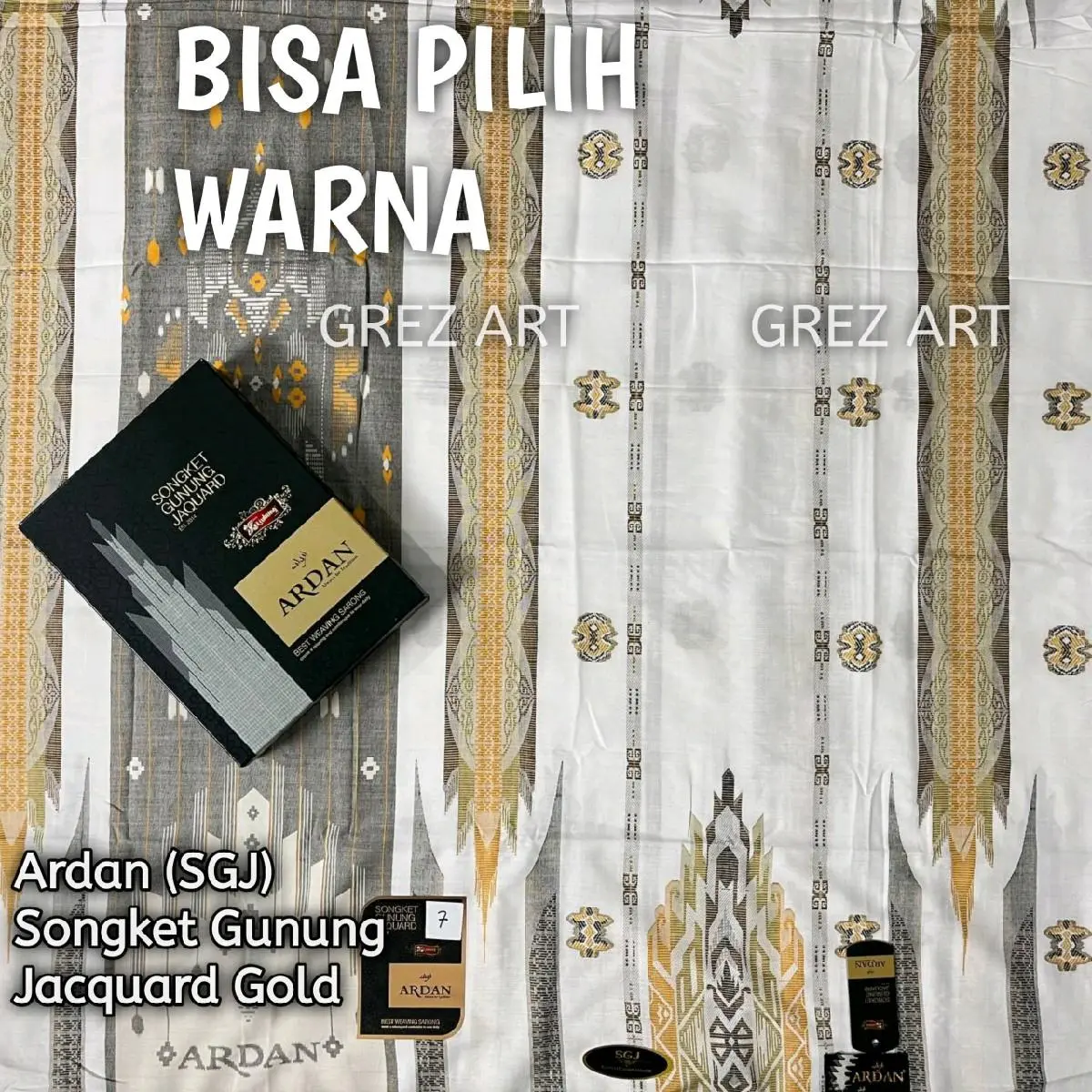 Sarung Ardan SGJ Songket Jacquard Gold Original - motif BHS - by. Ketjubung Muslim Dewasa Rayon