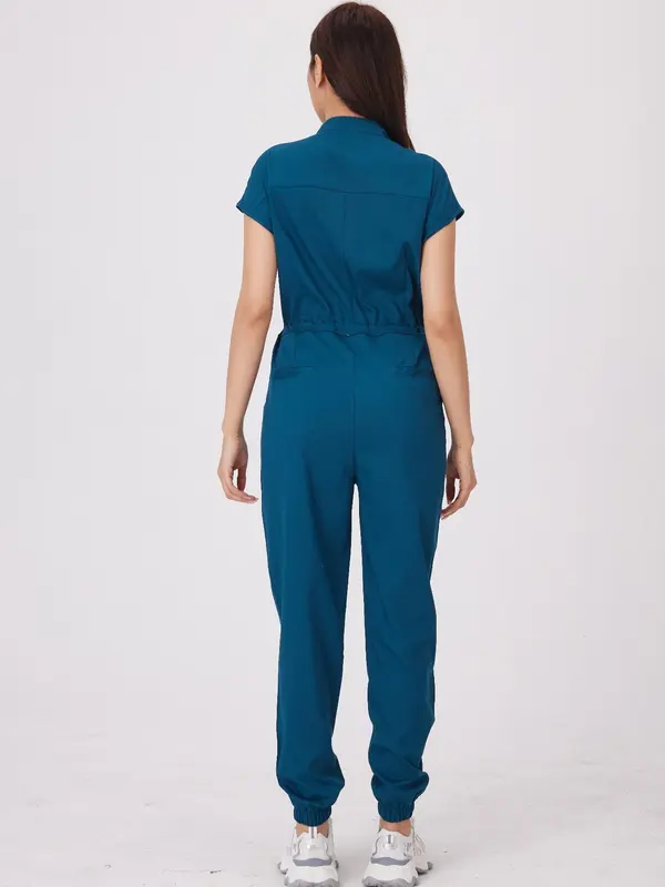 Women's Solid Color Coveralls, Casual Comfy Jumpsuit  for Pharmacies, Beauty Salons, Doctors, and Nursing Staff, Durable and Comfortable Workwear 5