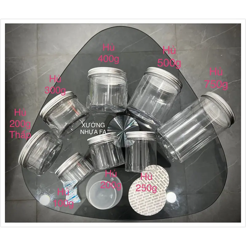 ( seal Lót ) HỘP PET NẮP NHÔM BẠC / VÀNG / HỒNG - HỦ NHỰA TRONG SUỐT 1kí / nửa kí  500g đựng thực phẩm 0