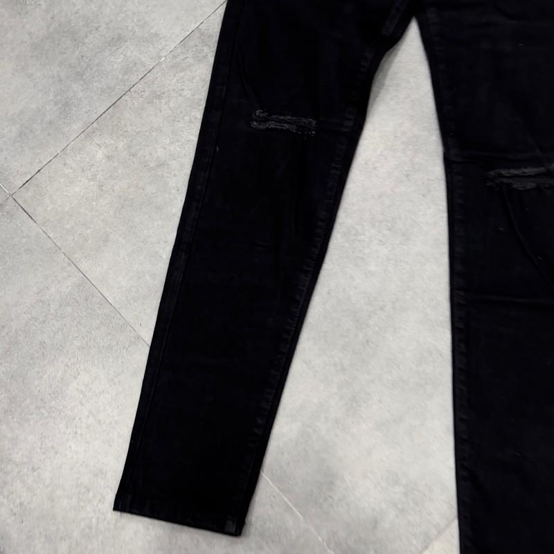 jean đen rách gối 03 đơn giản Thông thường Nam Menswear 1