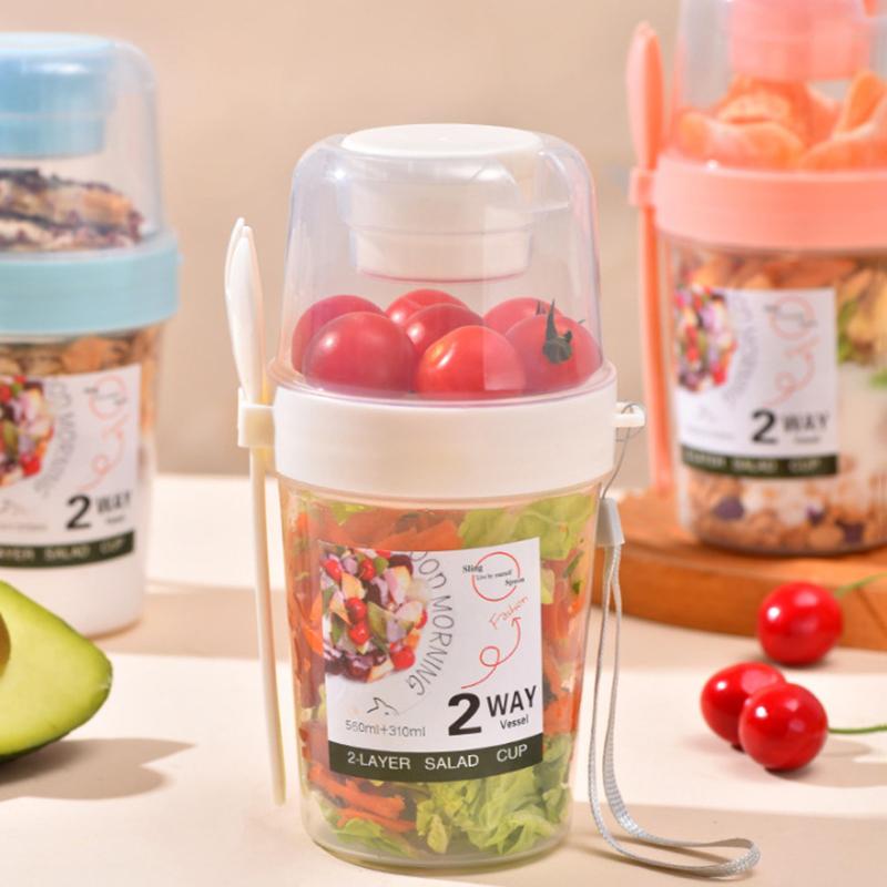 Product Introduction of Bộ Hộp Đựng Cốc Salad, Cầm Tay, Hai Lớp, Thích Hợp Cho Yến Mạch, Ngũ Cốc, Các Loại Hạt Và Sữa Chua, Kèm Nĩa, Thích Hợp Cho Hộp Cơm Trưa Trường Học, Hộp Bảo Quản Thực Phẩm 22