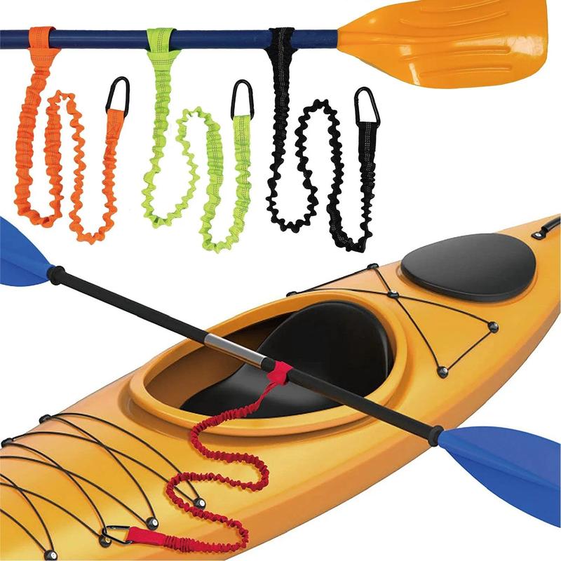 1PC Elastic Kayak Paddle Leash Fishing Rod Leash Stretchable Coiled Lanyard Leash Safety Rope Carabiner Rowing Boats Accessories 0