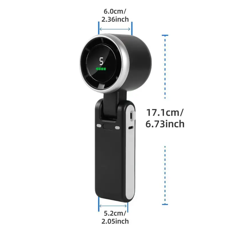 Portable Handheld Fan, 5-speed Wind Speed Fan, Rechargeable Air Turbo Fan, Suitable for Outdoor Activities, Travel, Work 1