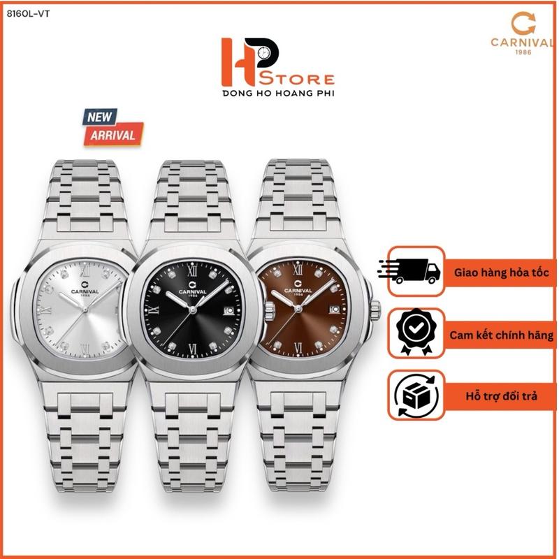 Đồng hồ nữ Carnival 8160L Viền bạc chống nước Chính hãng Bảo hành 5 năm Watch Women Đeo Tay Cua