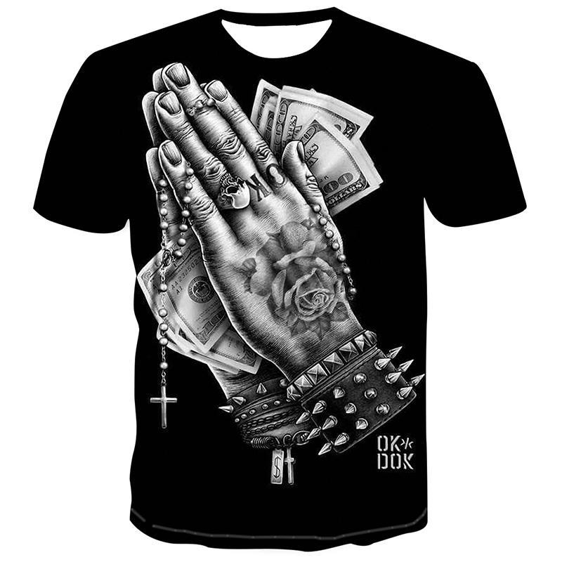 Áo Thun Polyester, Phong Cách Thường Ngày Cho Nam, In Hình Xin Tiền, Thoáng Khí, Thích Hợp Cho Mùa, Quần Áo Thường Ngày