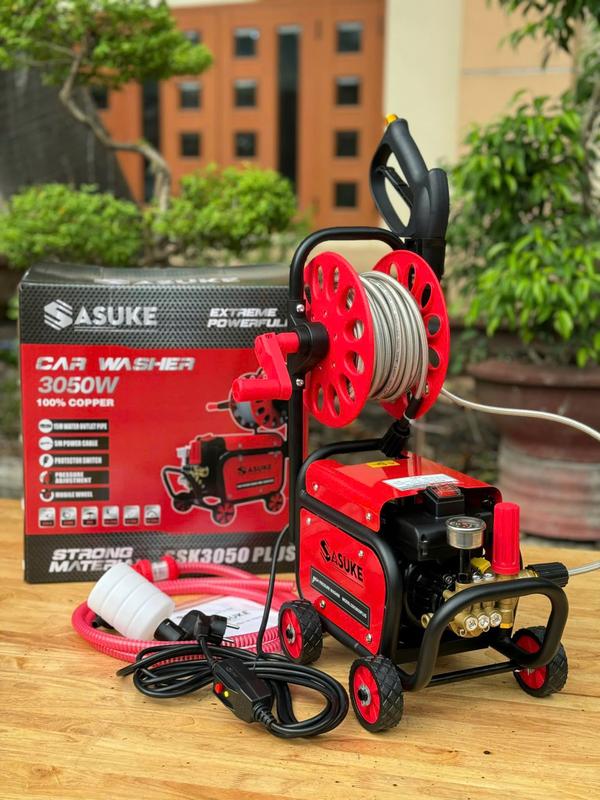  Máy xịt rửa xe Chỉnh Áp Sasuke SSK-3050 Plus - 3050W - Có chống giật - Motor lõi đồng,Có rulo cuộn dây 