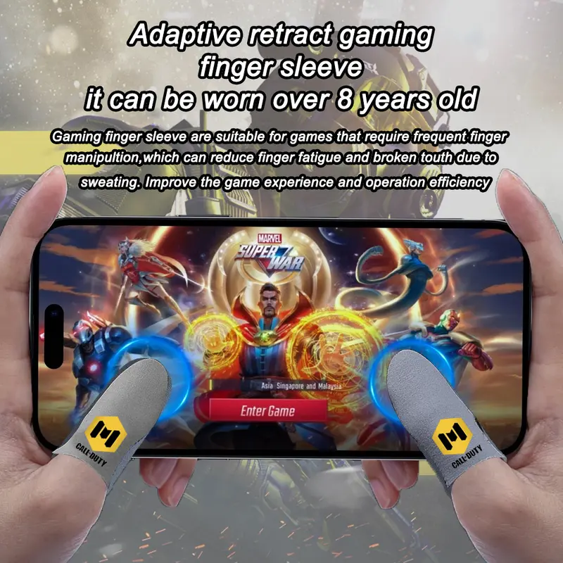 BlueWow Sarung Jari Game Ujung Jari Ganda Antiselip Alat Ajaib Kain Perak Ultra Tipis Sarung Jari Anti Keringat PUBG COD 6