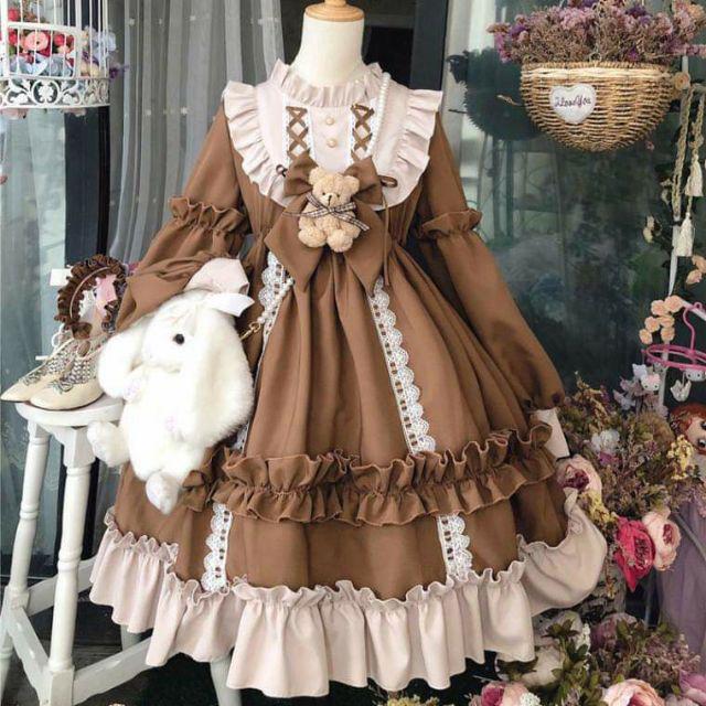 [HÀNG LOẠI 1 CÓ SẴN] Váy / Đầm Lolita Casual OP Nhật Bản - Tặng Cài Nơ Gấu, váy đầm công chúa,dự tiệc, tiểu thư, nàng thơ, sang chảnh 5