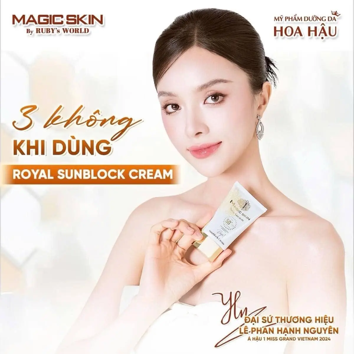 Kem chống nắng thảo dược hoàng của Magicskin  Giúp da nâng tông , trắng sáng , mịn màng , bảo vệ làn da với độ FPS 50+ , pA 4 + và 6 màng bảo vệ