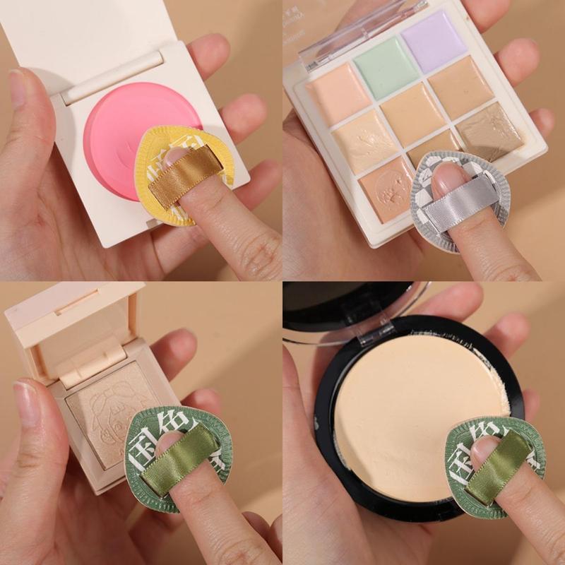 2 Pcs Mini Finger Powder Puffs Face Concealer Cream Foundation Cosmetics Cotton Candy Puff Dry Wet Dual-use Makeup Tools 2