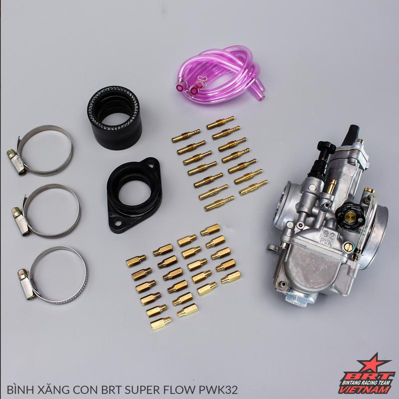 Bình xăng BRT Ga Dẹp PWK 28 - 30 - 32 - 34mm Chính Hãng Phụ Tùng có co Cao Su Phụ Kiện