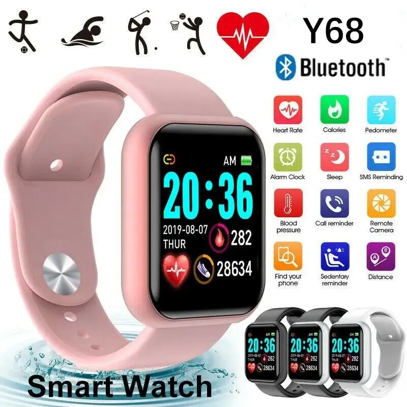 2024 Smart Watch Y68 Men Women Wristwatches D20 Smartwatch Electronic Clock Fitness Monitor Birthday Gift For Xiaomi Huawei Bracelet D20