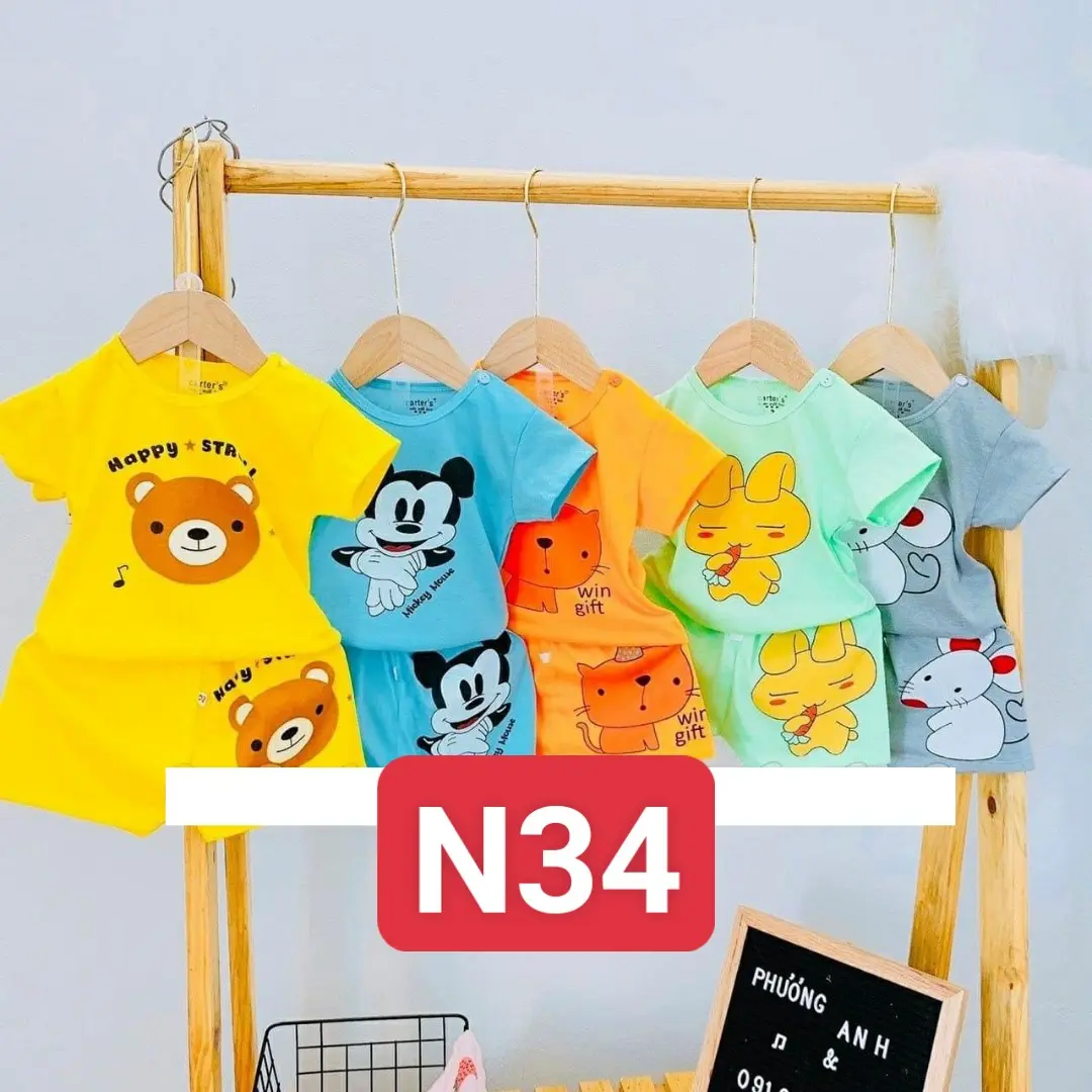 combo 5 bộ sơ sinh bé từ 3-13 ký, vải thun cotton mềm mịn mát, an toàn làn da của bé Cho Bé Vải Cotton