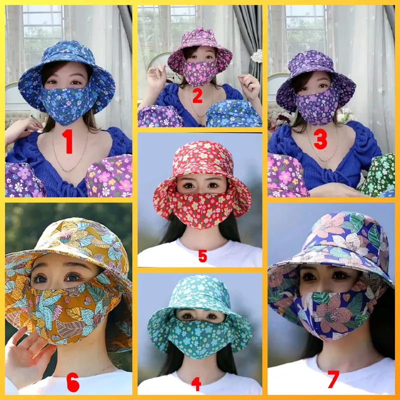Mũ kèm khẩu trang chống nắng mềm mịn, thoáng mát 5