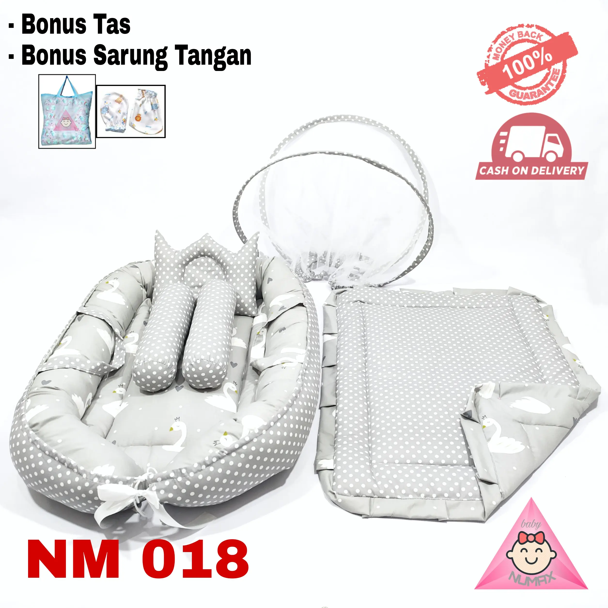 TEMPAT TIDUR BAYI SET BANTAL GULING / KASUR BAYI MODEL PERAHU SET MOTIF LUCU / KADO BAYI BARU LAHIR / KASUR BAYI PORTABLE