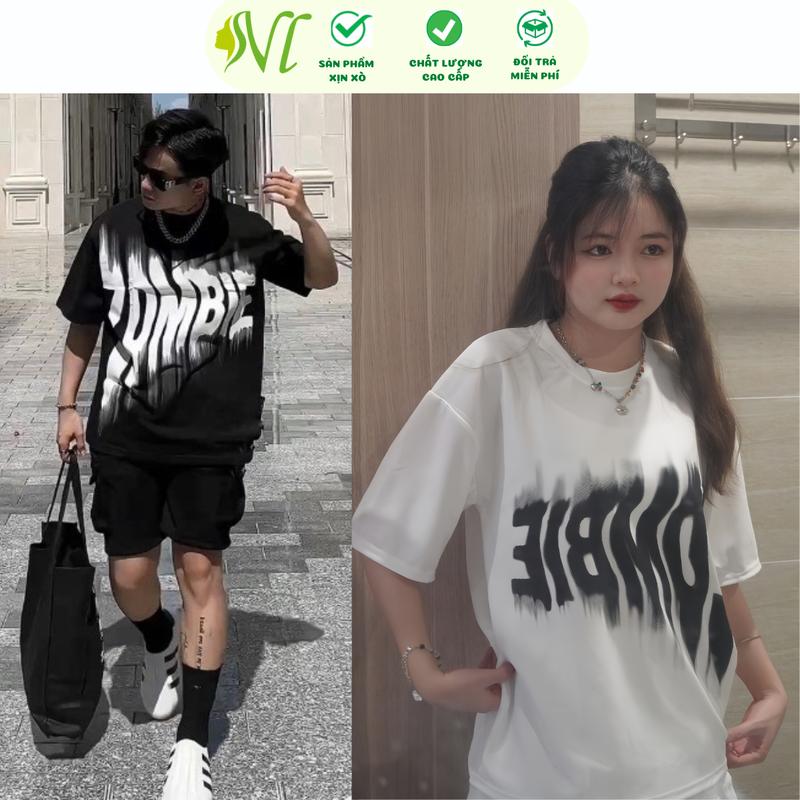 Áo thun cặp đôi nam nữ  áo thun nữ cặp tình yêu tay lỡ unisex ZOM dễ thương - áo phông tình nhân - Ngừ Đẹp Vì Lụa Cotton Voi Lịch 1