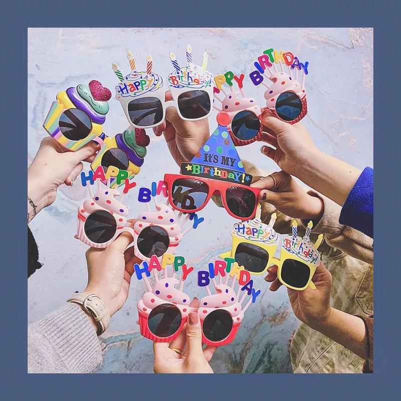 Product Introduction of Internet Sensation Cake Birthday Gift Female Xiaohongshu Similar Glasses Happy Birthday Glasses Party Photo Funny Glasses 4