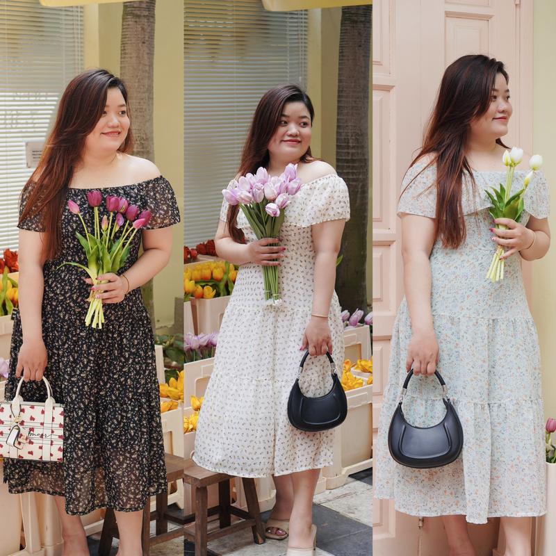 BIGSIZE - Đầm maxi hoa trễ vai xòe tầng đi biển - sunny dress 