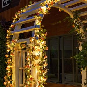 Artificial Rose Vine Light String for Room Decor, 1 Count Waterproof LED Light String, Battery Powered Decorative Light String For Outdoor Garden & Home, Holiday Essentials (without Battery)