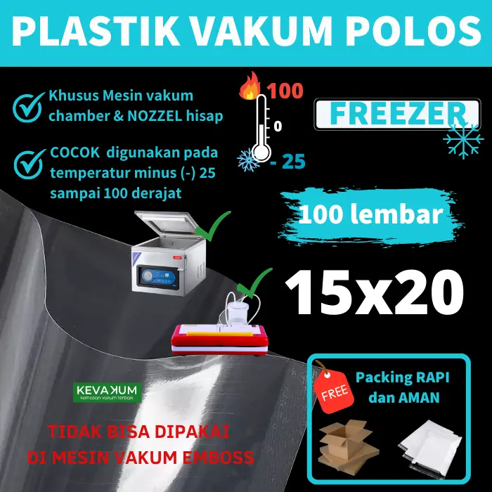 KEVAKUM Plastik Vakum Polos 15x20 isi 100 lembar 0