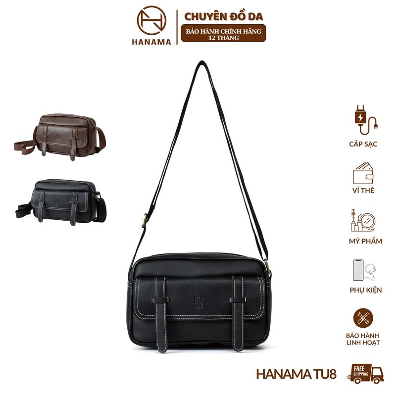 DAILY_HANAMA _Túi Đeo Vai Unisex Bag Tu8 hai mầu lựa chọn Nâu và Đen kich thước 25x15x8cm Da