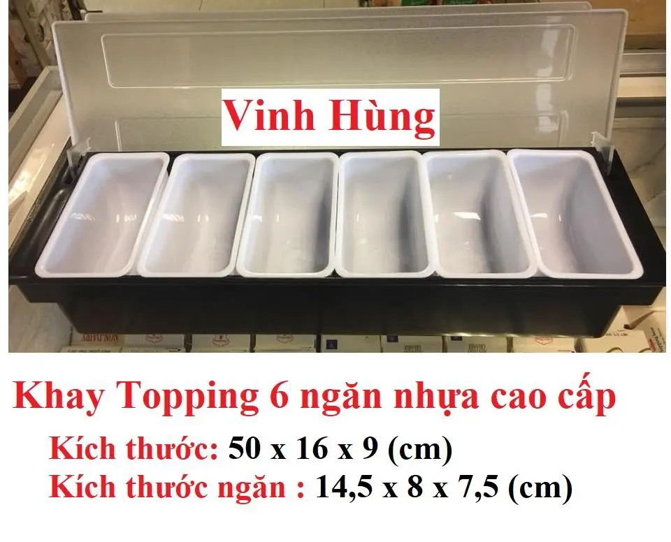 Khay đựng topping, đựng thạch nhựa cao cấp 3-4-5-6 ngăn chứa