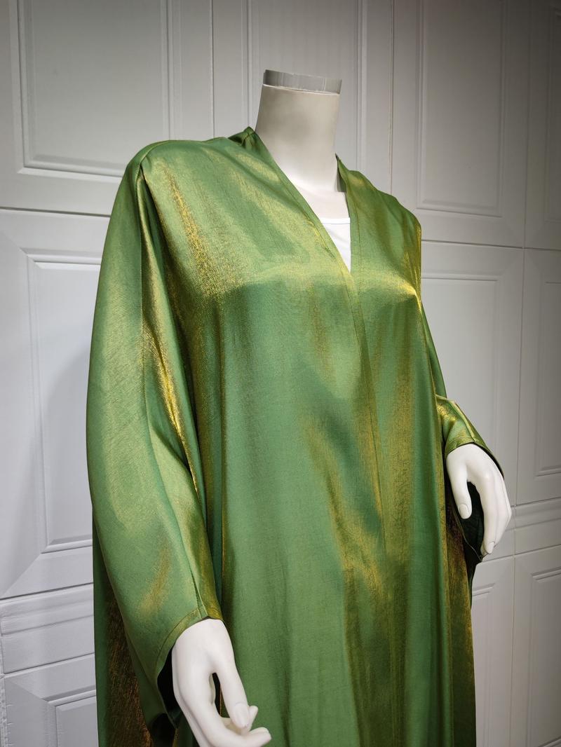 Product Introduction of 1pcs new solid color plus size ladies dress Muslim fashion bat sleeve robe 20
