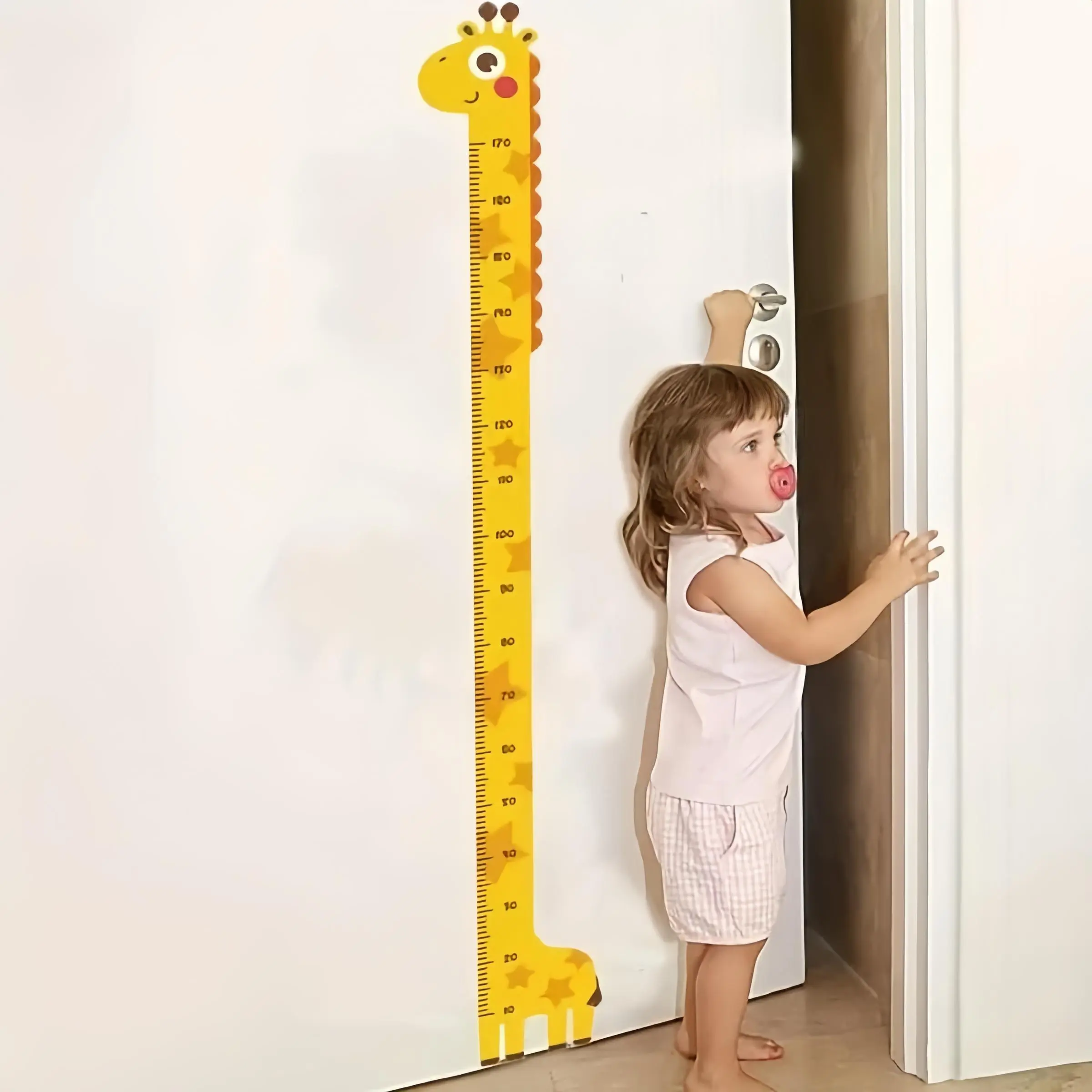 Giraffe Pattern Height Measuring Sticker, 1 Count Self Adhesive Height Measuring Sticker, Wall Decal for Home Bedroom Living Room