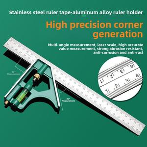 ไม้บรรทัดมุมมัลติฟังก์ชั่น 90 องศา พร้อมสแตนเลสที่มีความแม่นยำสูง การออกแบบมุมรวม