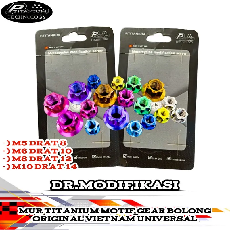 Mur Titanium Motif Gear Bolong | Mur 8 Titanium | Mur 10 Titanium | Mur 12 Titanium | Mur 14 Titanium | Original | Vietnam | Universal | 0