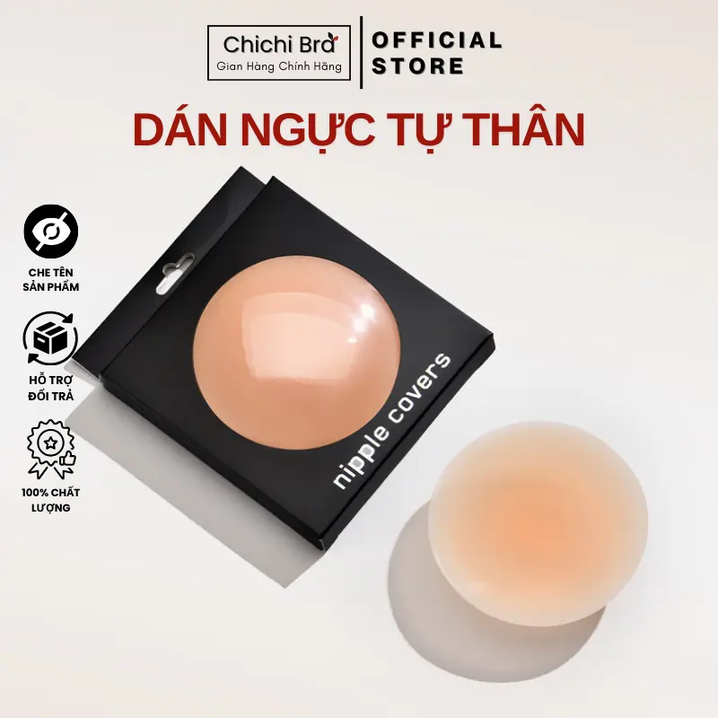 Miếng dán ngực silicon nhiệt tự thân cao cấp siêu mềm Chichi Bra 500