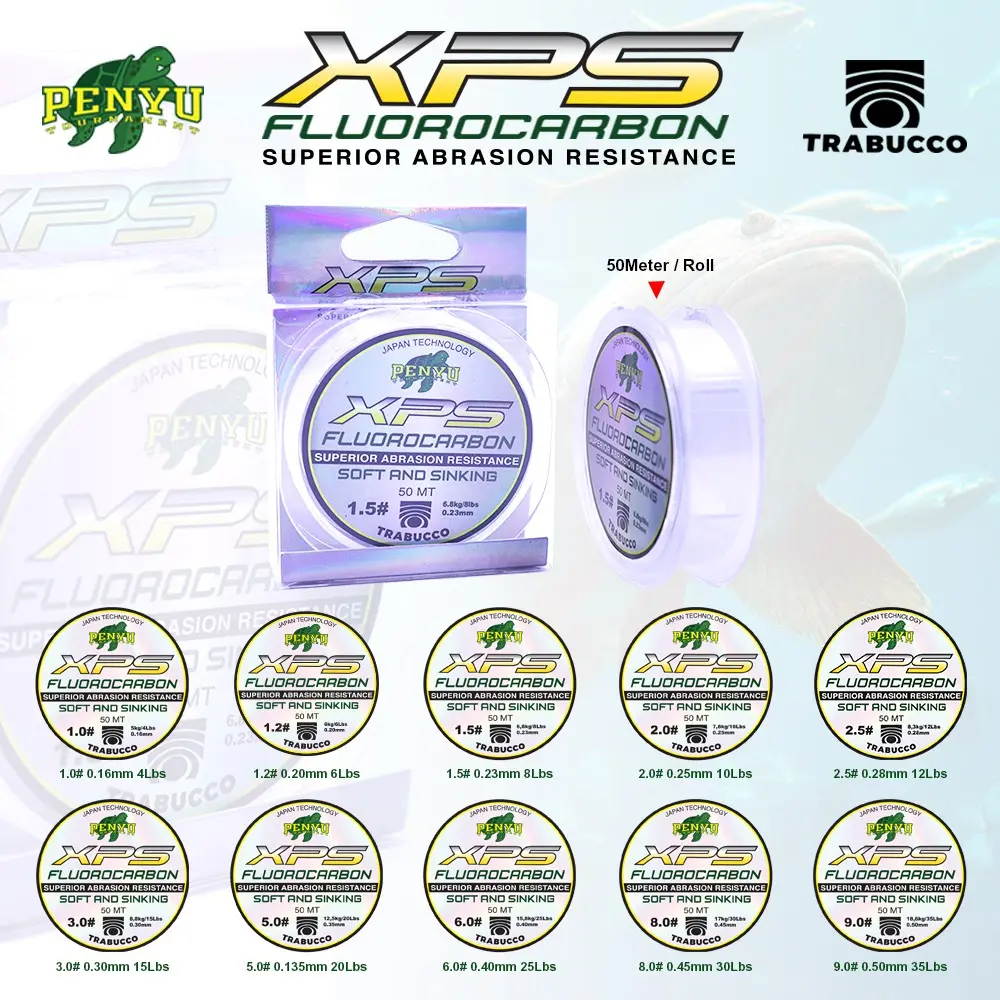 SENAR PENYU XPS FLUROCARBON 50M 4LB - 35LB WARNA CLEAR