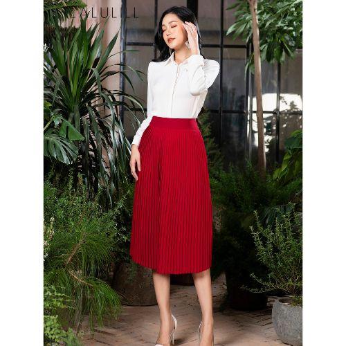 Product Introduction of LALULILL Chân váy hai lớp dập li lụa viscose - BC50 2