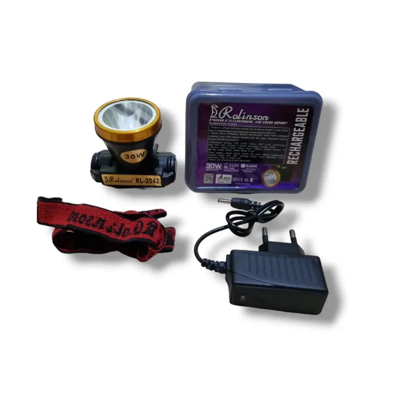 SENTER KEPALA LED 30 WATT ROLINSON RL-2042 BISA DI CAS TAHAN LAMA HEADLAMP 30W 8