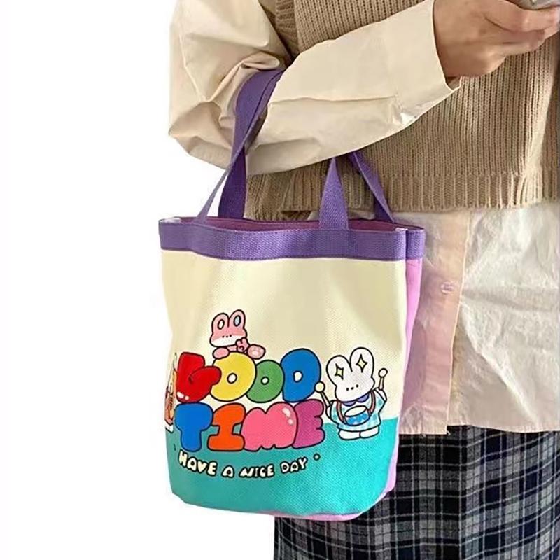 Product Introduction of Túi Bucket Vải Bố, Phong Cách Thường Ngày Tote, Dành Cho Nữ, In Hình Hoạt Hình, Túi Ăn Trưa, Túi Mua Sắm, Túi Đi Học 21