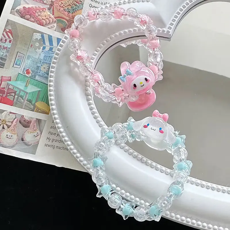 Vòng Tay Thời Trang Hoạt Hình Dễ Thương, Đính Cườm, Phong Cách Kawaii, Hàng Mới Về, Có Cinnamoroll, Kuromi Và Các Nhân Vật Giả, Giá Trị Cao, Thích Hợp Làm Quà Tặng Bạn Thân Móc Khoá Phụ Kiện 0