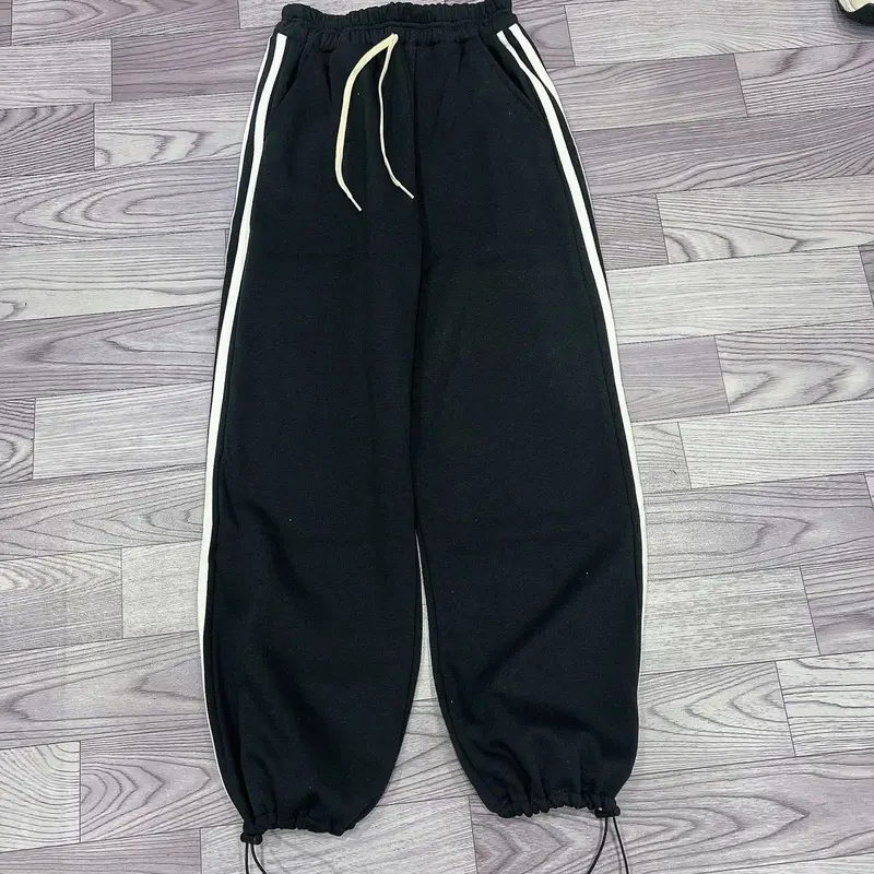 Quần dài ống rộng nỉ ngoại viền 2 sọc basic rút lai lưng chun unisex nam nữ 4