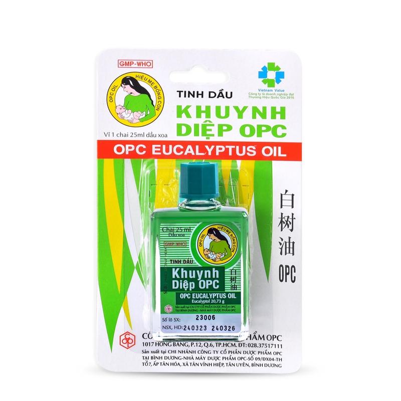 DẦU KHUYNH DIỆP OPC 25ML - NHÃN HIỆU MẸ BỒNG CON - HỖ TRỢ PHÒNG CẢM, SỔ MŨI