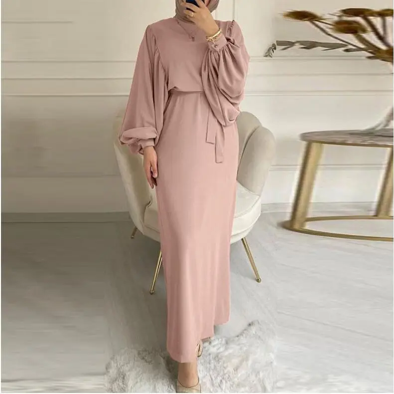 Solid color long sleeve casual Muslim dress robe dress dignified elegant - TikTok Shop Singapore Solid color long sleeve casual Muslim dress robe dress dignified elegant - TikTok Shop Singapore