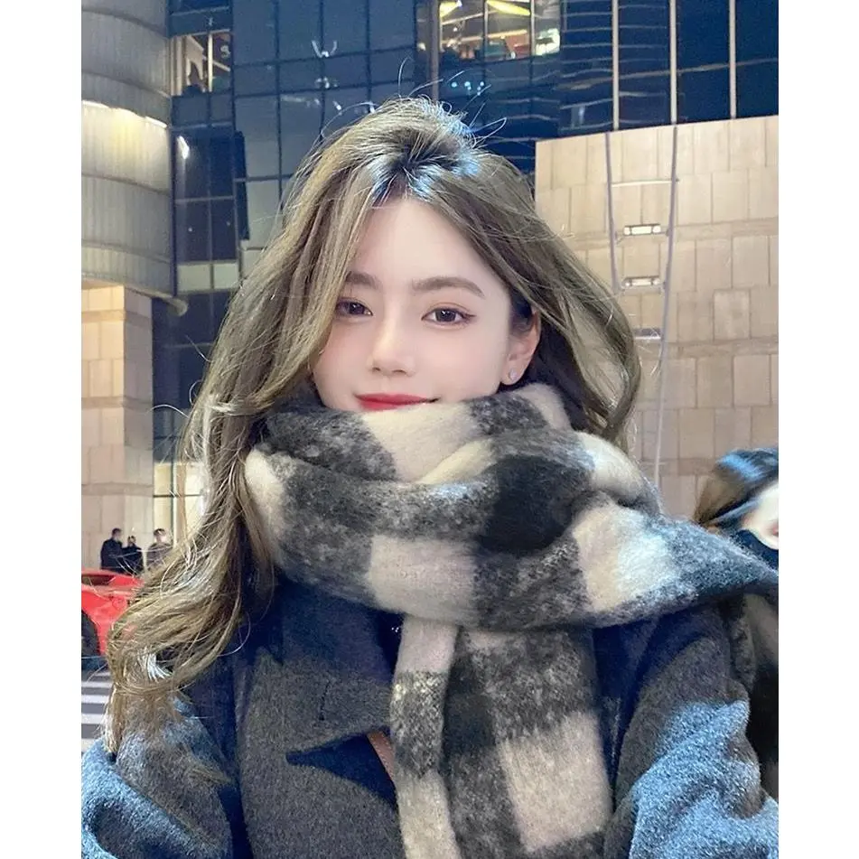 All-Match Maillard Style Scarf for Women Autumn and Winter Advanced Atmosphere Mohair New Lengthen and Thicken Scarf