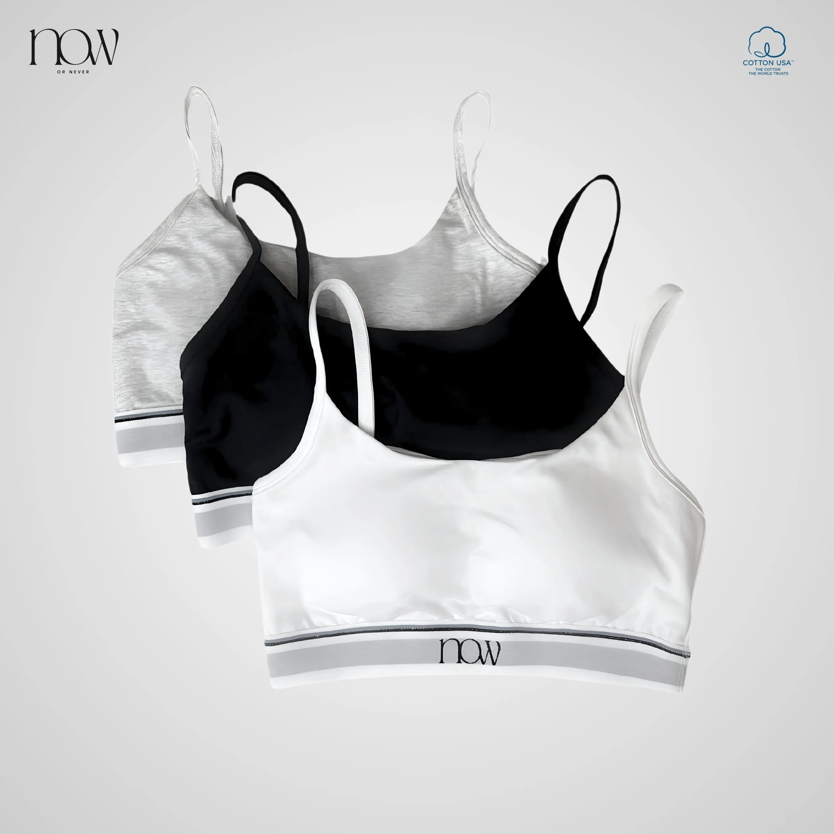COMBO 3 áo thun hai dây có mút thời trang Cami croptop cotton USA - NOW Wear Nữ Women