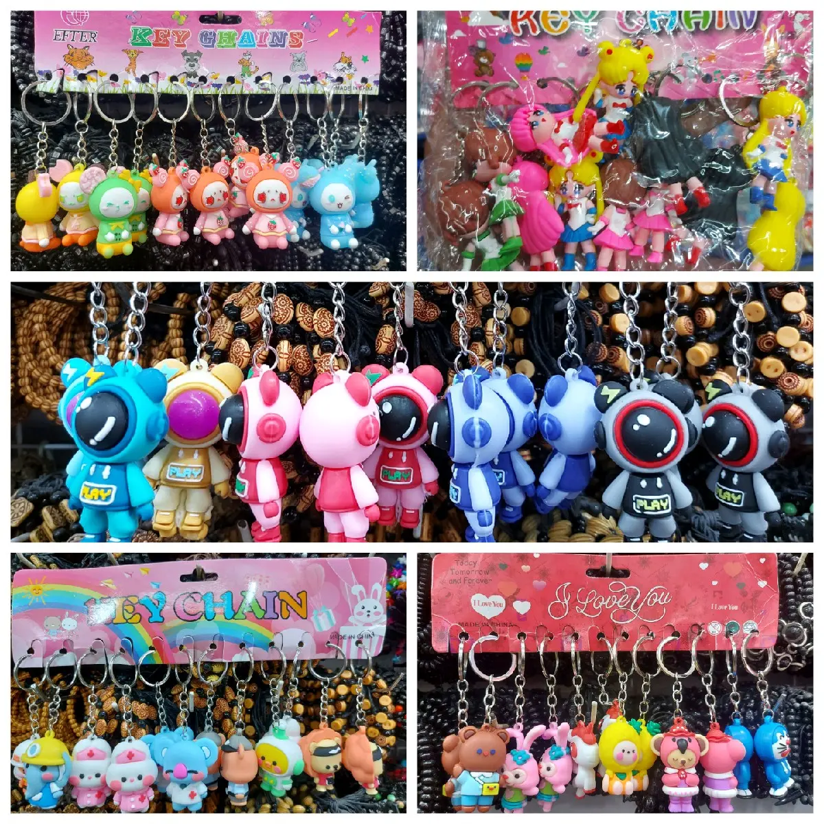 Gantungan Kunci / Tas Karet Cemen Banyak Motif Lusinan Isi 12pcs Ganci