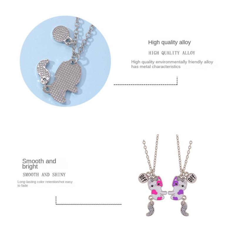 Product Introduction of Cute Cartoon Animals Best Friend Magnetic Necklace Electroplate Alloy Cartoon Pendant Necklace Jewelry Chain Magnet Necklace Friendship 13