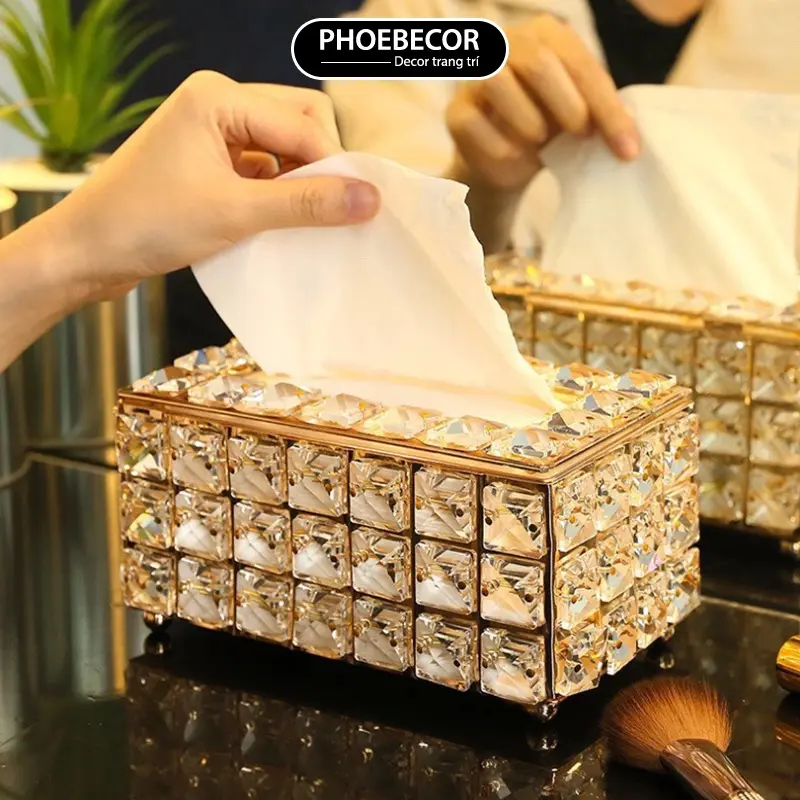 Bằng pha lê sang trọng - PB267Hộp đựng giấy ăn đính đá