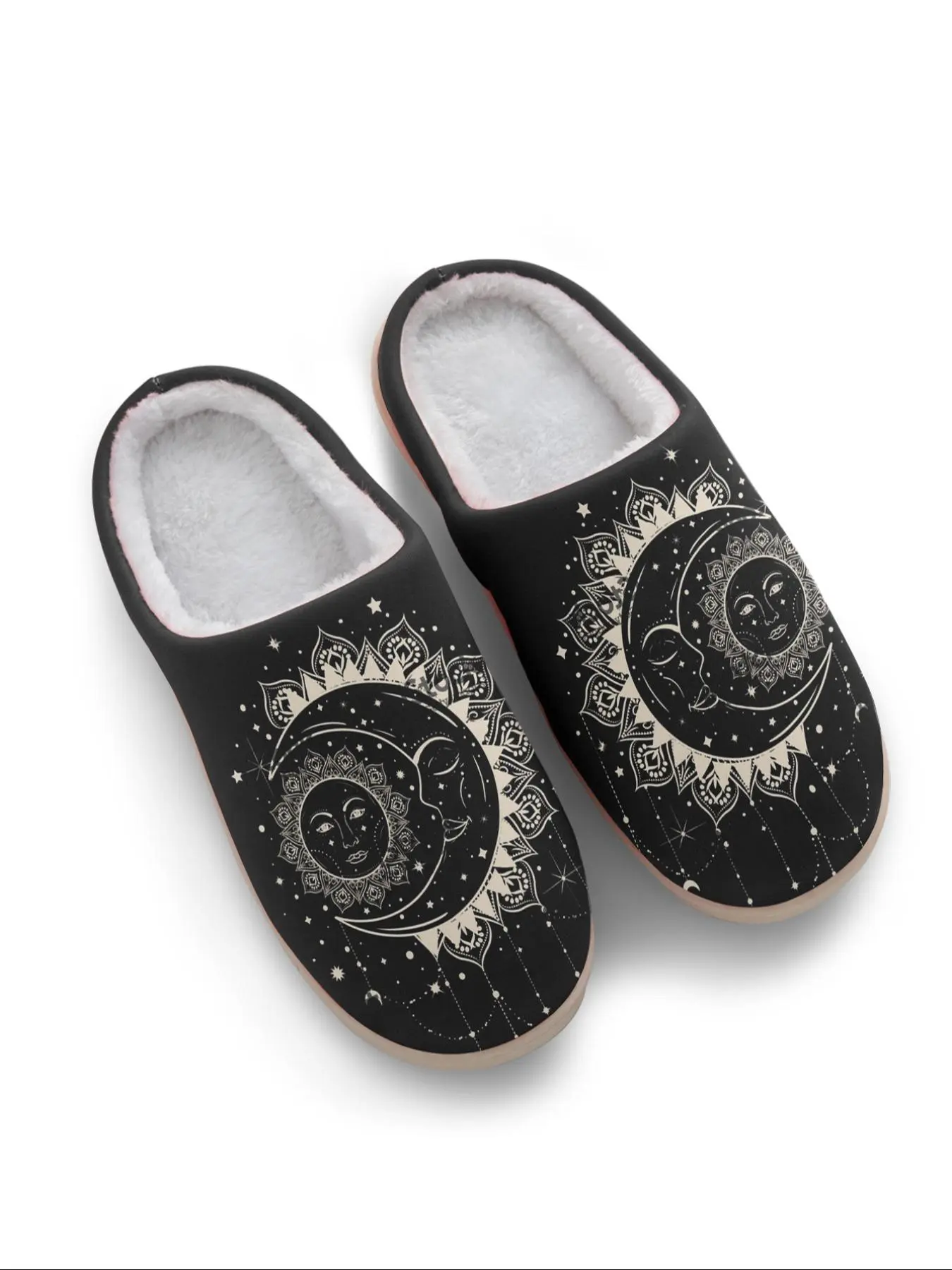 Women's Sun & Moon Pattern Slippers, Casual Soft Comfortable Home Slippers, Lightweight Breathable Slippers for Indoor & Outdoor Wear