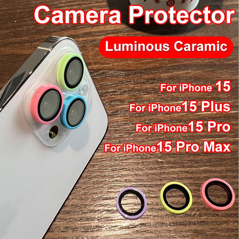 Product Introduction of For iPhone 16ProMax 16Pro 16Plus 16 15ProMax 15Pro 15Plus 15 14ProMax 14Pro 14Plus 14 Luminous Back Camera Lens Metal Ring Screen Protector Full Cover Rear Lens Tempered Glass Film Guard 0