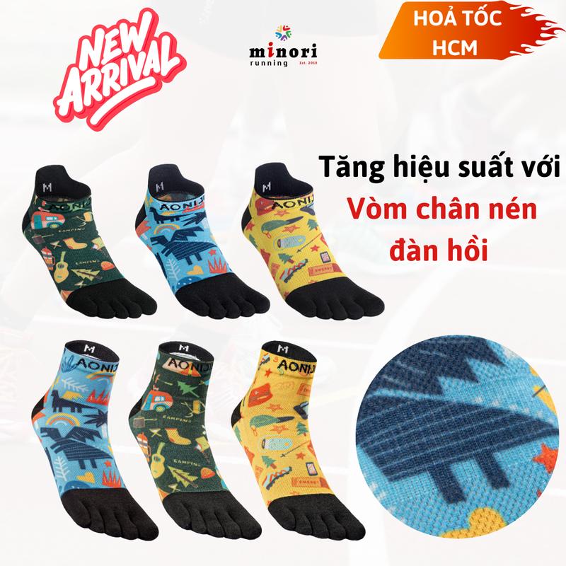 Vớ chạy bộ Vớ xỏ ngón Aonijie E4842 E4841 Thoáng Khí Nén Đàn Hồi Vòm Chân Chống Trầy Xước VảiCoolmax Sport