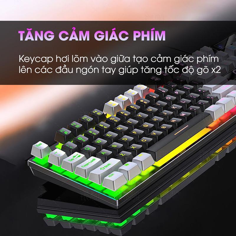 Bàn phím máy tính có dây giả cơ SIDOTECH K500 gaming led rgb màu hồng hành trình phím vừa phải giúp gõ nhanh chống nước tốt cho pc laptop chơi game văn phòng | BigBuy360 - bigbuy360.vn